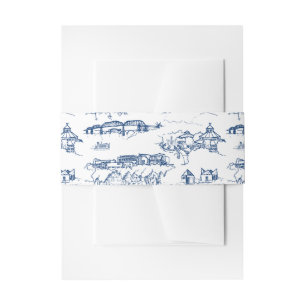 Cintas Para Invitaciones Chattanooga Toile Azul Marino y Blanco