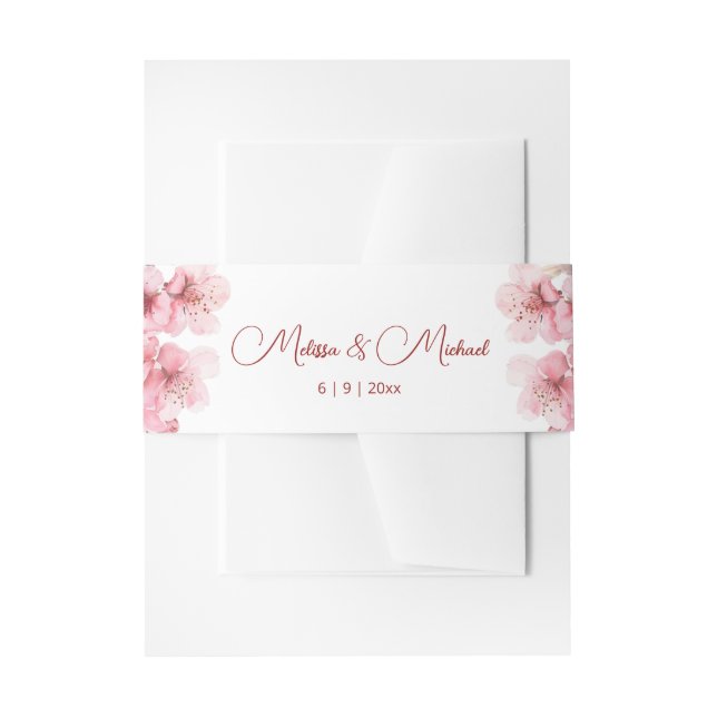 Cintas Para Invitaciones Cherry Blossom Pink White Wedding (Anverso Ejemplo)