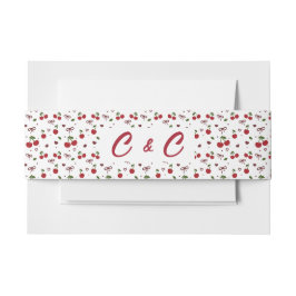 Cintas Para Invitaciones Cherry Couple Pink & Red Wedding