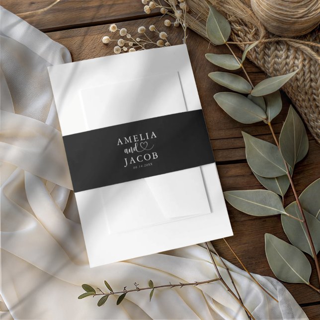 Cintas Para Invitaciones Chic Black & White Typography Weddingg (Subido por el creador)