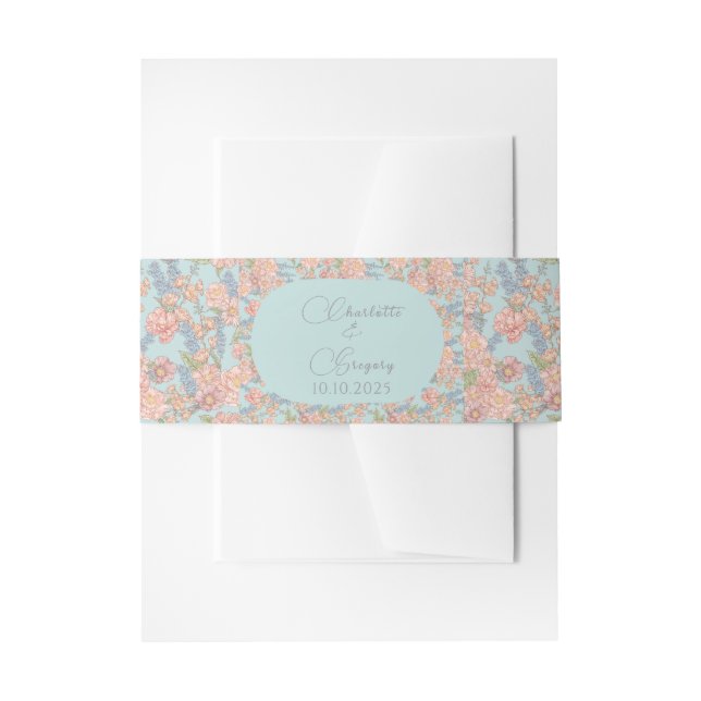 Cintas Para Invitaciones Chic rosa y azul (Anverso Ejemplo)