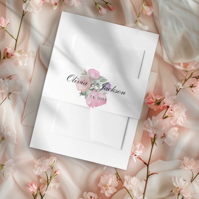 Cintas Para Invitaciones Chic Watercolor Floral Wedding  (Subido por el creador)