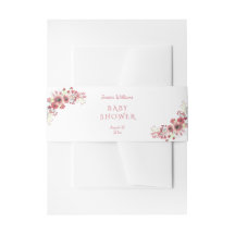 Chic y elegante ducha de bebé floral acuarela roja