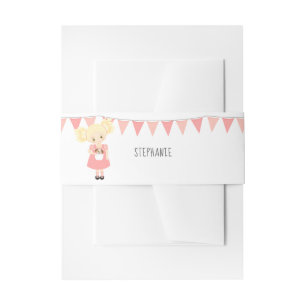 Cintas Para Invitaciones Chica de cumpleaños rubia y cachorro