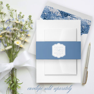 Cintas Para Invitaciones Chinoiserie Boda Frame Blue ID1094