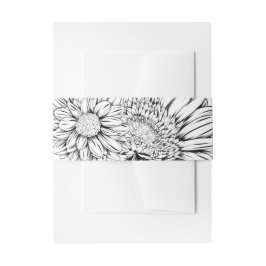 Cintas Para Invitaciones Chrysanthemum Black Line Drawing with Your Name 