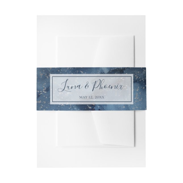 Cintas Para Invitaciones Cielo nocturno celeste con Boda de marco (Anverso Ejemplo)