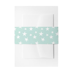 Cintas Para Invitaciones Cielo Verde Menta Estrellas Blancas Pastel Delicad