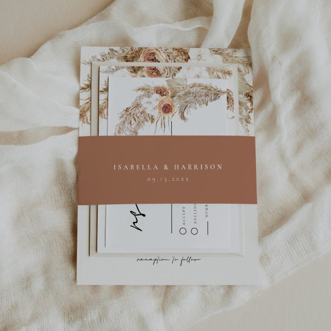 Cintas Para Invitaciones CIERA Bohemian Terracotta Minimalist Wedding (Subido por el creador)