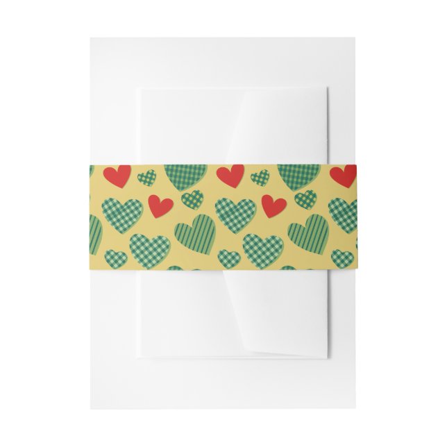 Cintas Para Invitaciones Cinta de corazones rojos y verdes (Anverso Ejemplo)