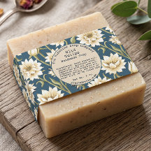Cinta de jabón floral azul y crema vintage