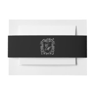 Cintas Para Invitaciones Cinta de Vientre de Boda Crest Negra Blanca Monogr