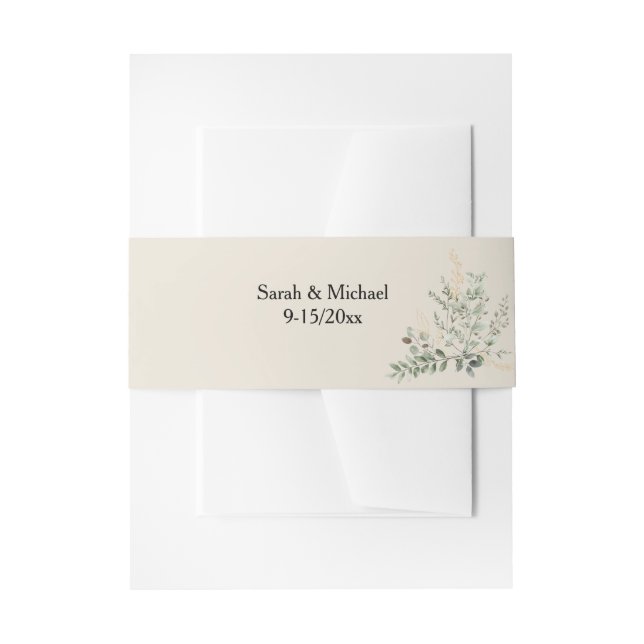 Cintas Para Invitaciones Cinturón de barriga de eucalipto (Anverso Ejemplo)