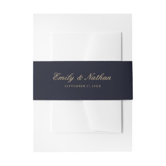 Cintas Para Invitaciones Cinturón de embarazo de boda elegante oro azul mar