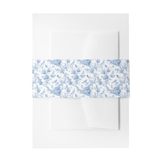 Cintas Para Invitaciones Cinturón de flores azules clásicas de toile