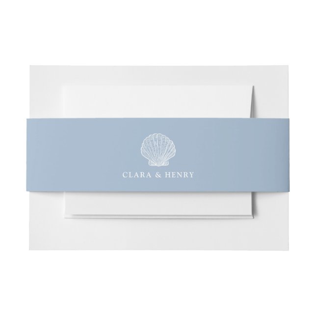Cintas Para Invitaciones Cinturón de Invitación de Boda Costera Azul (Anverso Ejemplo)
