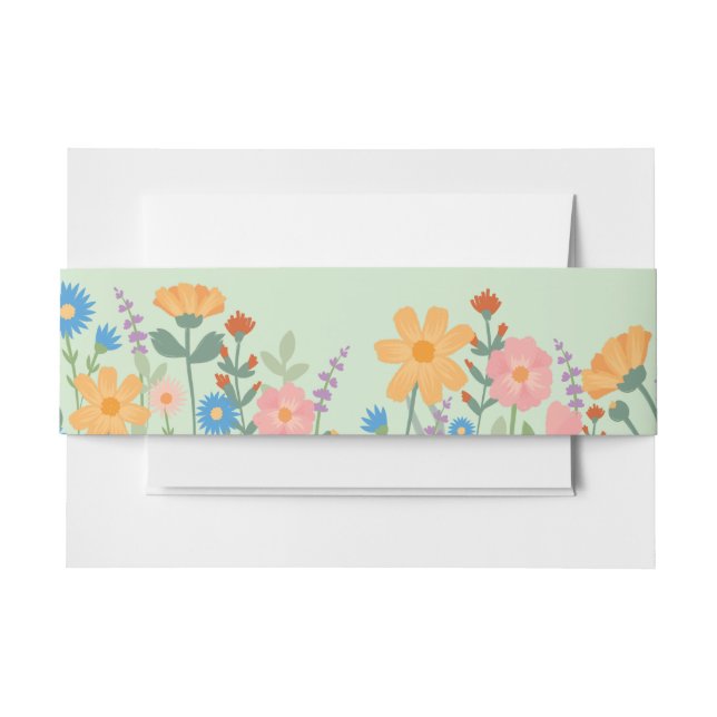 Cintas Para Invitaciones Cinturón de Invitación de Boda de Flor Silvestre d (Anverso Ejemplo)