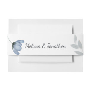 Cintas Para Invitaciones Cinturón de Invitación de Boda de Flores Azules Po