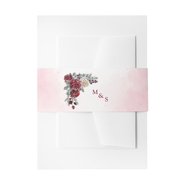 Cintas Para Invitaciones Cinturón de Invitación de Boda de Invierno de Rosa (Anverso Ejemplo)