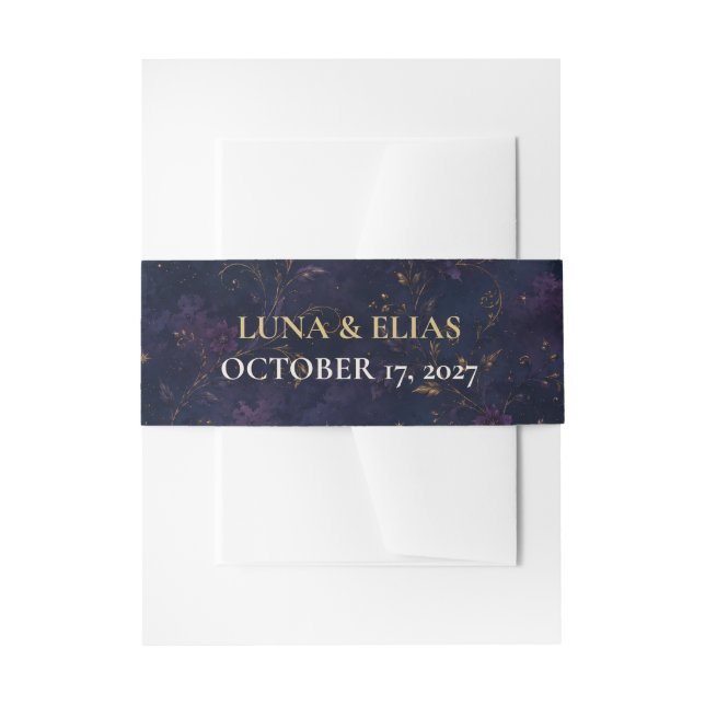 Cintas Para Invitaciones Cinturón de Invitación de Boda Editable Celestial  (Anverso Ejemplo)