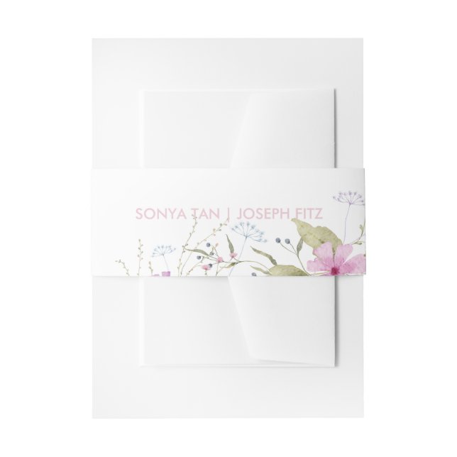 Cintas Para Invitaciones Cinturón de Invitación de Boda Floral (Anverso Ejemplo)