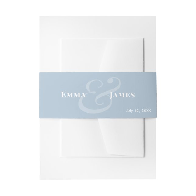 Cintas Para Invitaciones Cinturón de Invitación de Boda Reverse DBlue | Nom (Anverso Ejemplo)