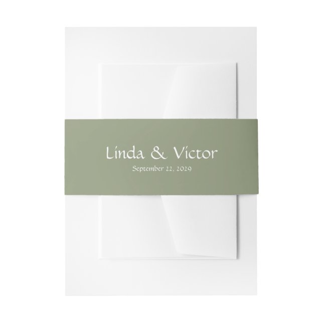 Cintas Para Invitaciones cinturón de invitación de boda verde salvia (Anverso Ejemplo)