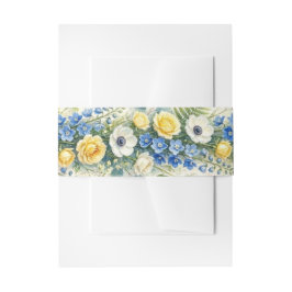 Cintas Para Invitaciones Cinturón de Invitación Flor de Índigo y Amarillo