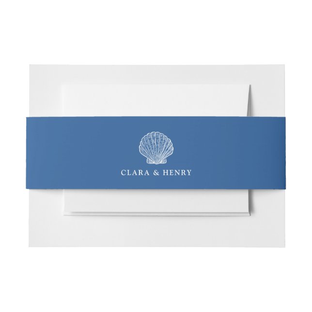 Cintas Para Invitaciones Cinturón de Invitación French Blue Seashell (Anverso Ejemplo)