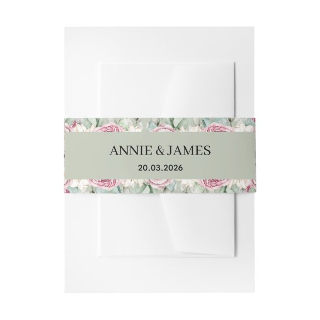 Cintas Para Invitaciones Cinturón de Suite Botánica Personalizada  (Anverso Ejemplo)