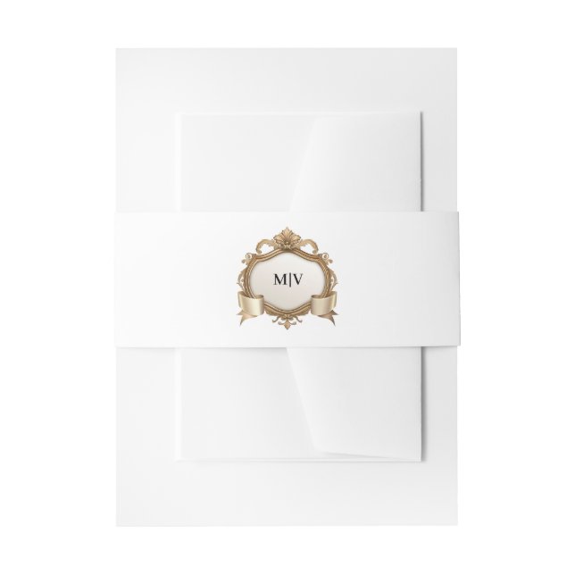 Cintas Para Invitaciones Cinturón de vientre con cresta de monograma (Anverso Ejemplo)