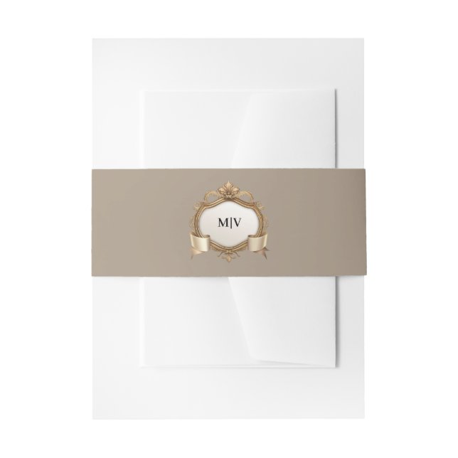 Cintas Para Invitaciones Cinturón de vientre con cresta de monograma (Anverso Ejemplo)