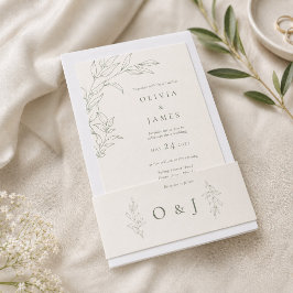 Cintas Para Invitaciones Cinturón de Vientre de Boda con Monograma Verde Sa
