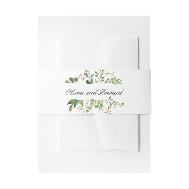 Cintas Para Invitaciones Cinturón de Vientre de Boda con Verde de Eucalipto (Anverso Ejemplo)
