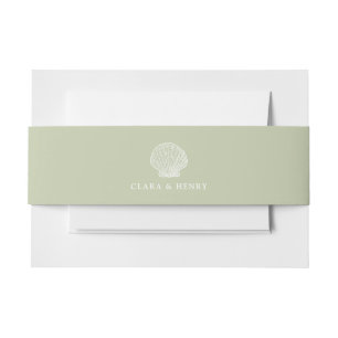 Cintas Para Invitaciones Cinturón de Vientre de Boda Costera Verde Salvia C