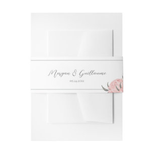 Cintas Para Invitaciones Cinturón de Vientre de Boda de Peonía Acuarela Ros
