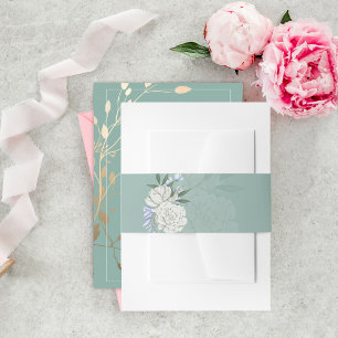 Cintas Para Invitaciones Cinturón de Vientre de Boda Floral Verde Salvia