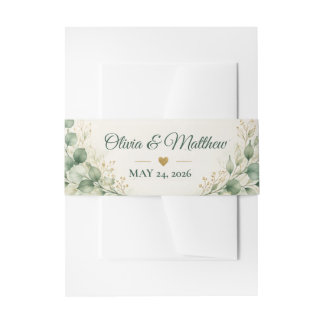 Cintas Para Invitaciones Cinturón de Vientre de Boda Verde Salvia Eucalipto