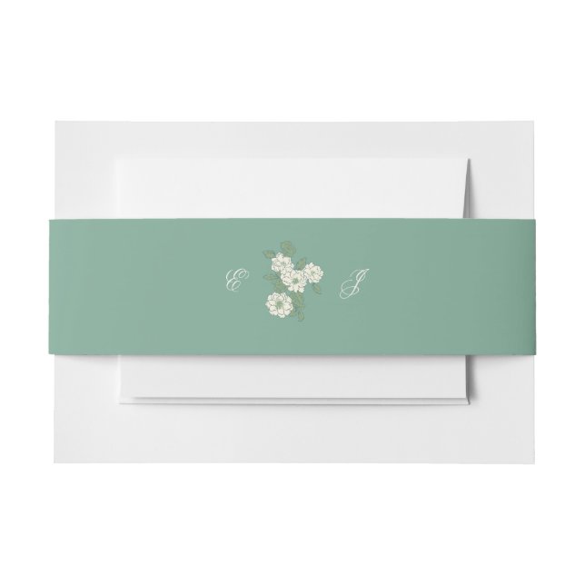 Cintas Para Invitaciones Cinturón de Vientre de Boda Verde Salvia Personali (Anverso Ejemplo)