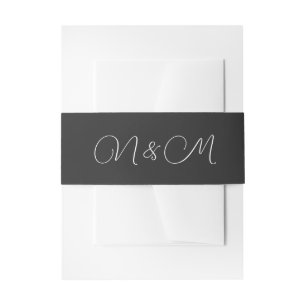 Cintas Para Invitaciones Cinturón de vientre minimalista de boda en negro y
