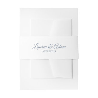 Cintas Para Invitaciones Cinturón / envoltorio de boda blanco | Azul polvor