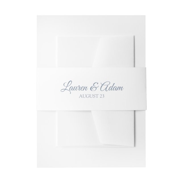 Cintas Para Invitaciones Cinturón / envoltorio de boda blanco | Azul polvor (Anverso Ejemplo)