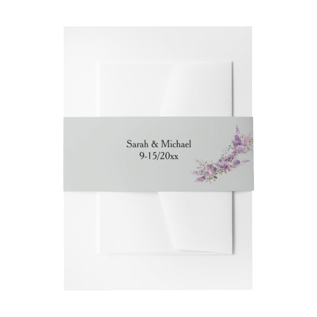Cintas Para Invitaciones Cinturón floral lila (Anverso Ejemplo)