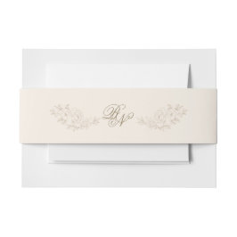 Cintas Para Invitaciones Cinturón Floral Marrón Clásico para Invitación
