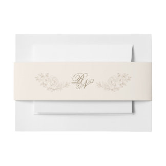 Cintas Para Invitaciones Cinturón Floral Marrón Clásico para Invitación