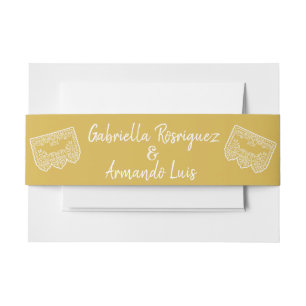Cintas Para Invitaciones Cinturón Moderno Amarillo Mostaza para Bodas