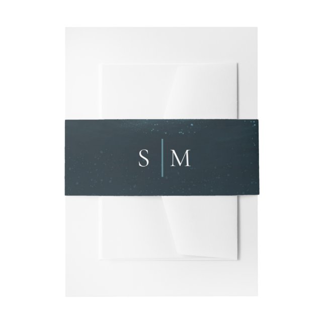 Cintas Para Invitaciones Cinturón Moonlight Sea Monogram – Azul Medianoche (Anverso Ejemplo)