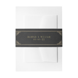 Cintas Para Invitaciones Cinturón ventral art déco negro y dorado