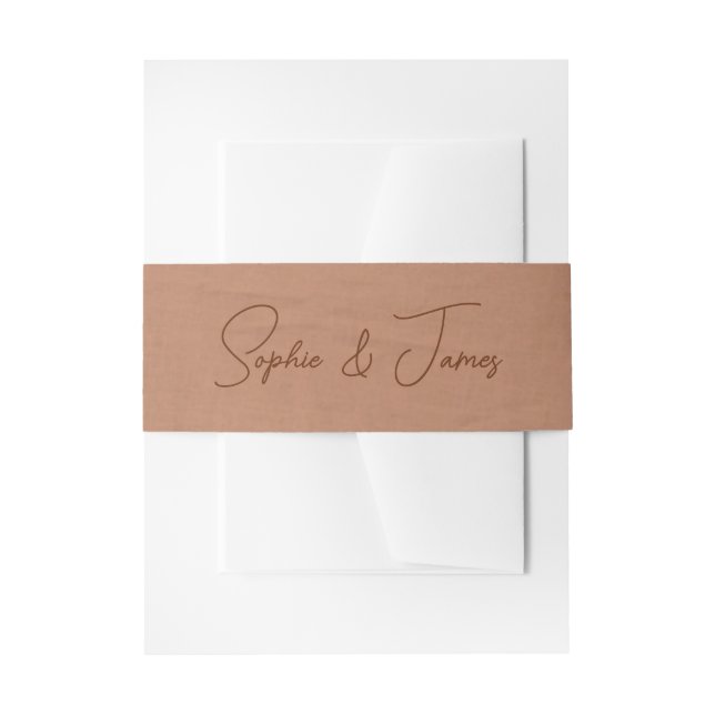 Cintas Para Invitaciones Cinturones de barriga de boda terracota boho (Anverso Ejemplo)