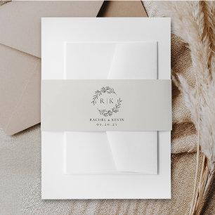 Cintas Para Invitaciones Círculo de monograma elegante neutral beige boda
